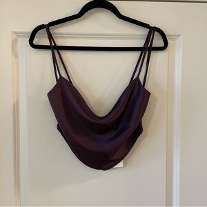 NWT Forever 21 Satin Ultra Cropped Satin-likeTank in Plum (Size M)